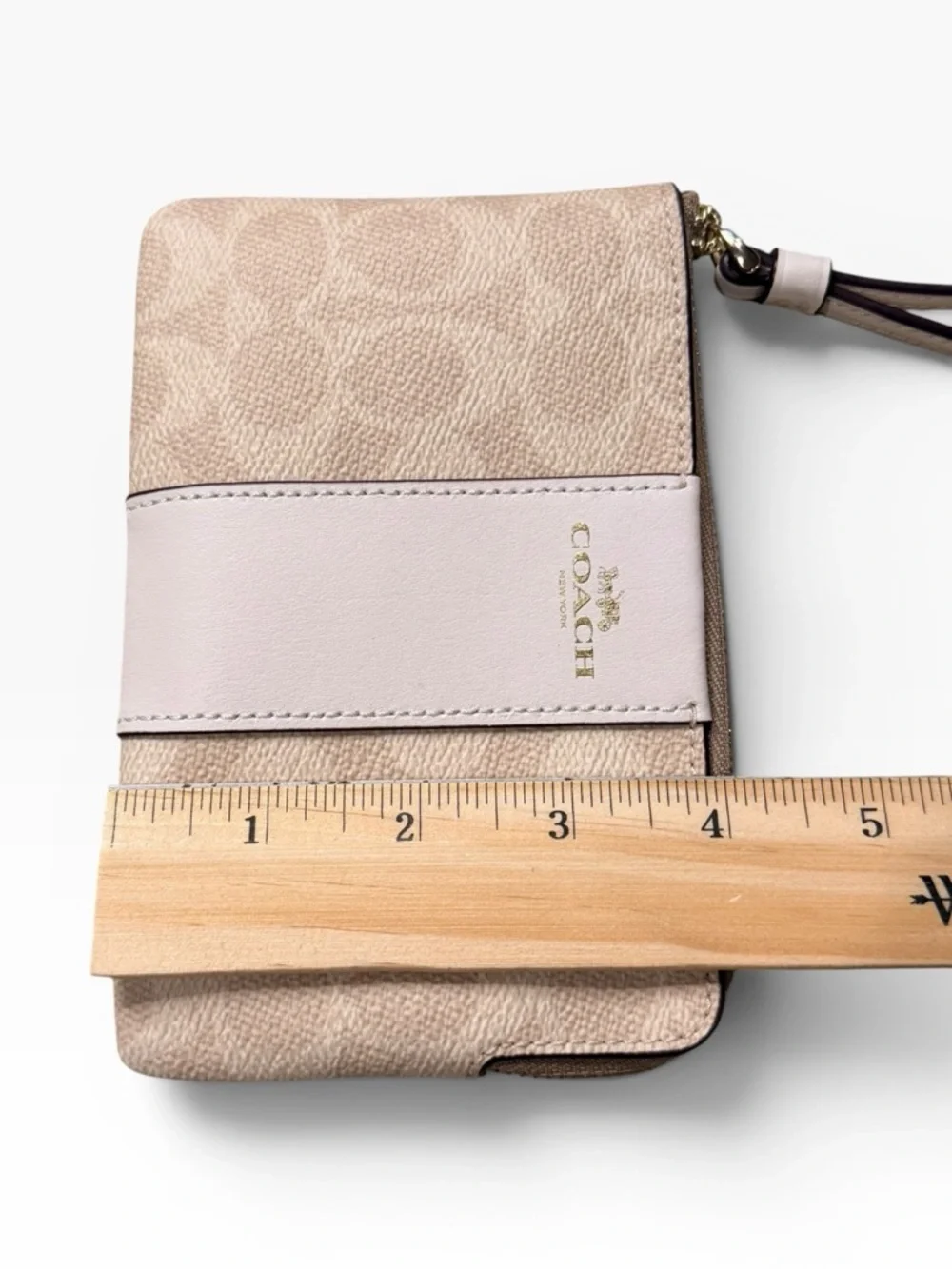 Corner Zip Wristlet Signature Canvas With Stripe